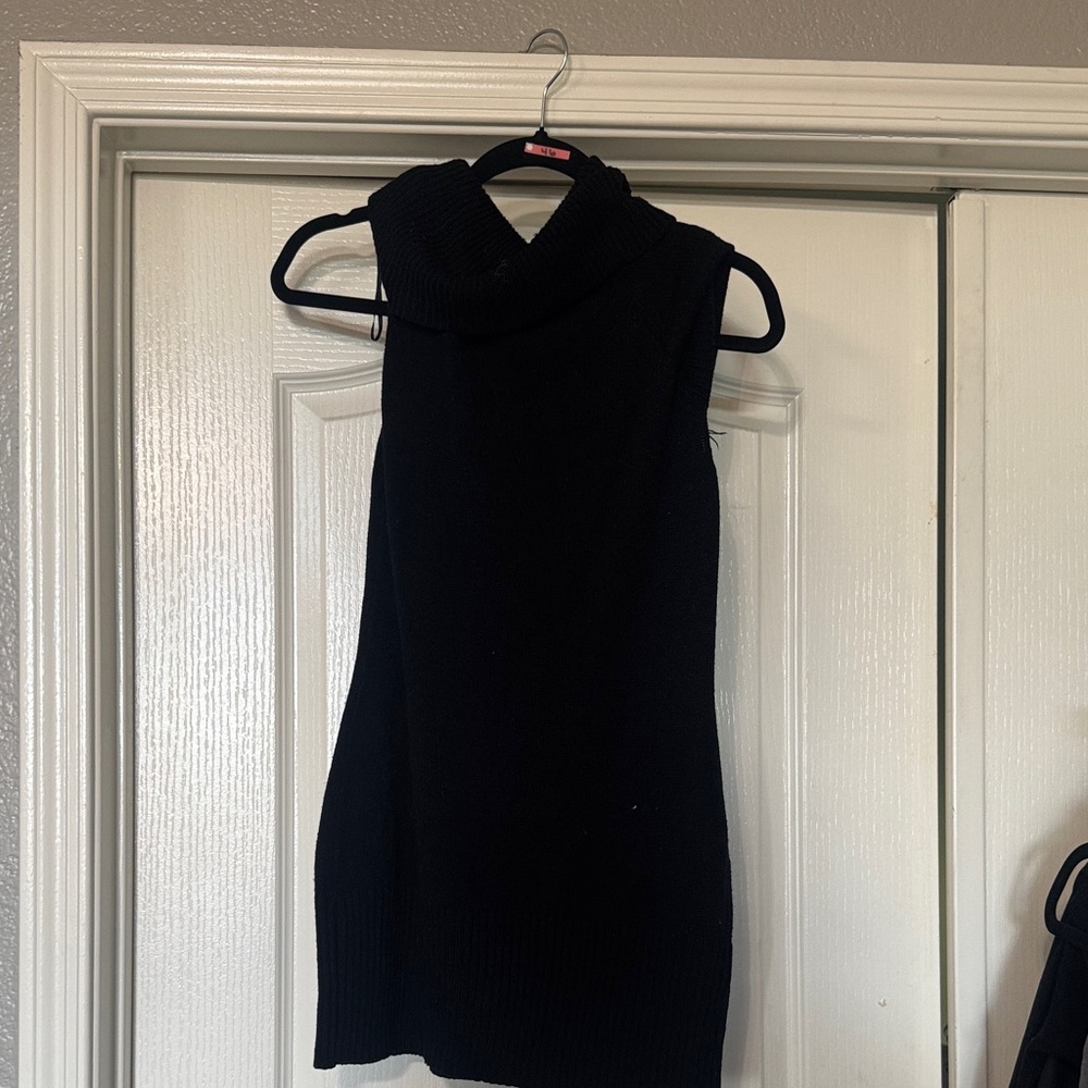Black Sleeveless Cowl Neck Sweaterdress